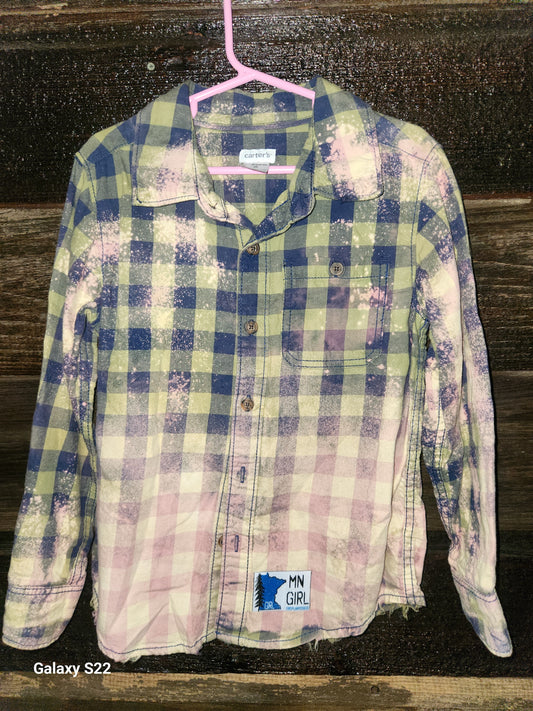 Long Sleeve - Green Blue Flannel Child - Size  6