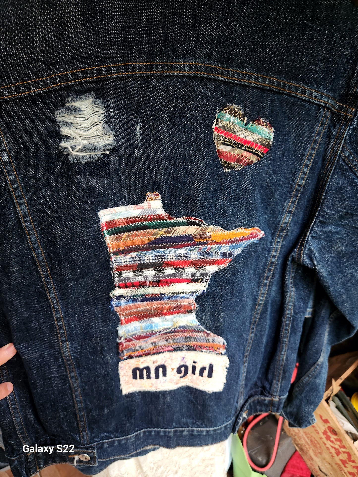 Jean jacket MN Girl Minnesota and heart patches